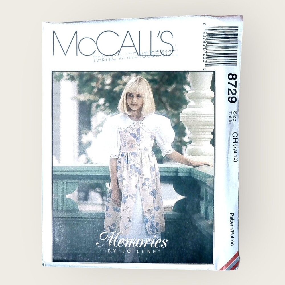 Vintage 1990s McCalls Sewing Pattern 8729 Girls Dress Petticoat Size 7-10 Uncut